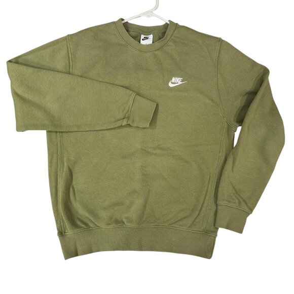 Nike Sweatshirt Mens Small Green Club Fleece Crew Pullover Swoosh Fall Cozy
